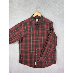 Brooks Brothers 346 Shirt Mens L Wool Blend Red Plaid Flannel Button Down Casual